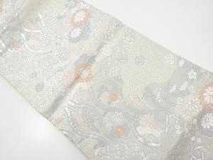 アンティーク　雲取りに花・古典柄織り出し袋帯（材料）